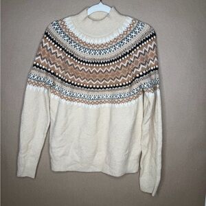 Natural Reflections Cream and Tan Turtleneck Sweater